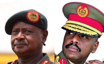 President Yoweri Museveni (left) and Muhoozi Kainerugaba