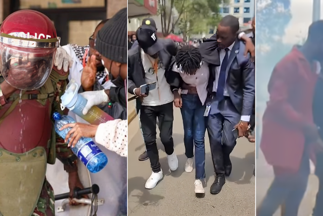 Kenyans helping each other during the anti-finance bill protests