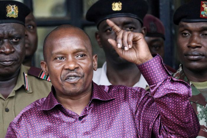 Interior CS Kithure Kindiki addressing the media on February 27, 2024