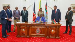 President William Ruto assents to a bill at State House, Nairobi