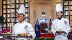 White House Executive Chef Cris Comerford holding meals to be served at President Ruto's state dinner at the White House. Photo Credit: Jacquelyn Martin/AP