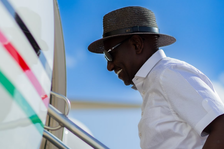 President William Ruto boarding a plane. Photo: @MashillingiM