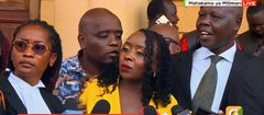 Jacque Maribe with her lawyer Katwa Kigen at Milimani Law Courts on February 9, 2023