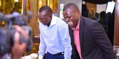 File image of Kiharu Member of Parliament Ndindi Nyoro (right) and his Kapseret counterpart Oscar Sudi