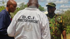 Police IG Japhet Koome and DCI Mohamed Amin at Shakahola Forest