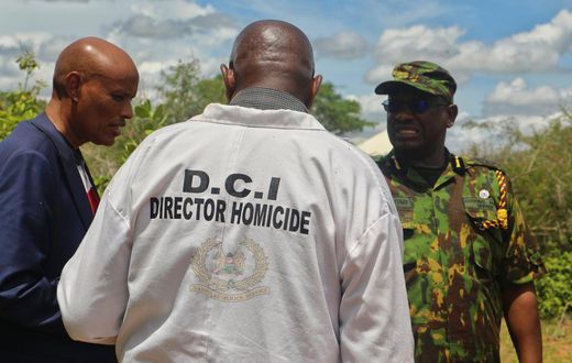 Police IG Japhet Koome and DCI Mohamed Amin at Shakahola Forest