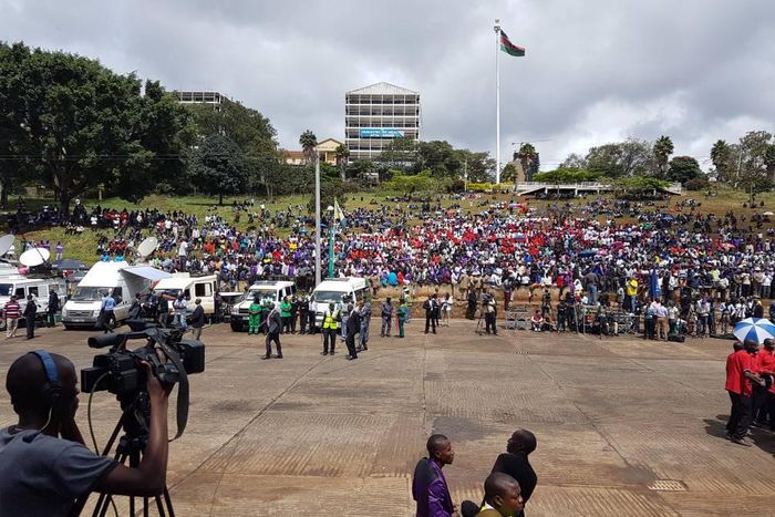 Kenyan workers at Uhuru Park during Labour day celebrations