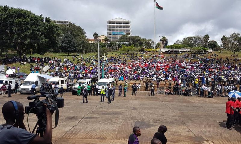 Kenyan workers at Uhuru Park during Labour day celebrations