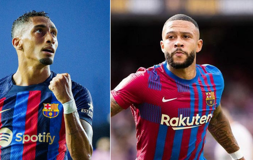 Raphinha (L) and Memphis Depay