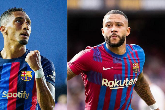 Raphinha (L) and Memphis Depay