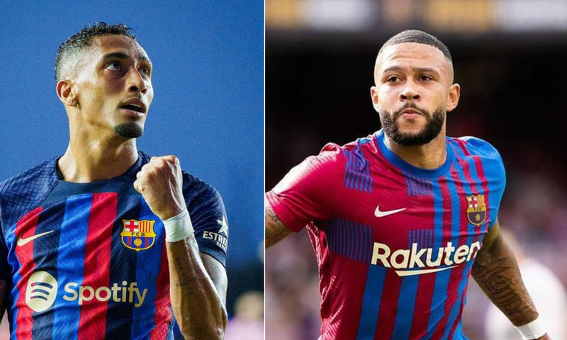 Raphinha (L) and Memphis Depay