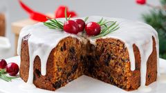 Another dessert of choice is Christmas cake, a rich fruit cake covered with marzipan and icing.