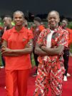 Kenyan athletes wearing the  2024 Olympic Kits unveiled by CS Ababu Namwamba