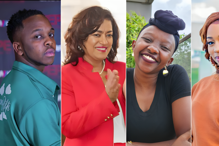A collage of Malik Lemuel, Esther Passaris, Charlene Ruto and Diana Marua