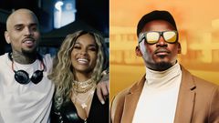 A collage of Chris Brown, Ciara and Okello Max