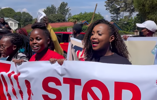 Renowned actress Catherine Kamau, popularly known as Kate Actress, led a march to protest against femicide in Nyeri on January 26, 2024.