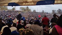 Azimio la Umoja leader Raila Odinga at the Kamukunji grounds in Nairobi