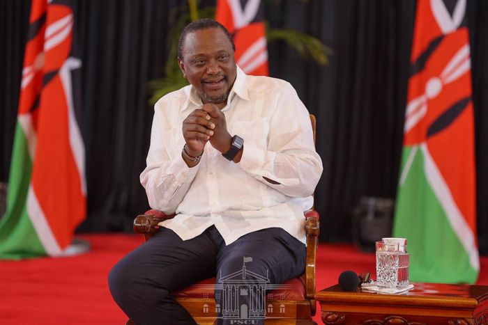 President Uhuru Kenyatta during his last interview as head of state where he hosted stations that broadcast in vernacular at State House.