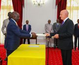 Italian Ambassador to Kenya Roberto Natali presents his credentials to President William Ruto