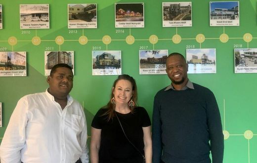 Trade Intelligence’s Andrea Ellens with Chandarana Supermarket’s Head of Business Development, Sameer Shah, and Data Analyst Gordon Rogo
