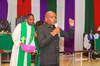Digital strategist Dennis Itumbi speaks at St. Thomas ACK Kanja in Runyejes on August 13, 2023