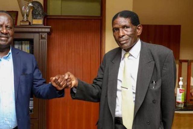 File image of former Bumula MP Lawrence Sifuna (right) with Azimio Leader Raila Odinga