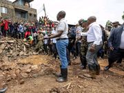President William Ruto when he went to Mathare to assess flood situation at the area on May 6, 2024