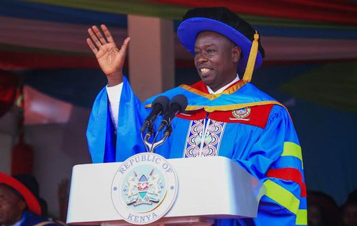 Deputy President Rigathi Gachagua giving a speech during JKUAT 40th and 9th PAUSTI graduation ceremony on June 23, 2023