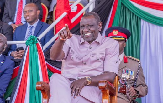 File image of President William Ruto during a recent National Youth Service recruits passing out parade.