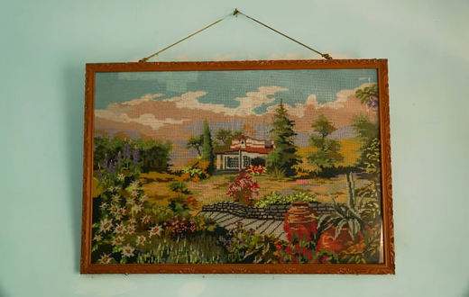 A beautiful piece of artwork on a wall