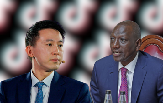 A collage of President William Ruto and TikTok CEO Shou Zi Chew