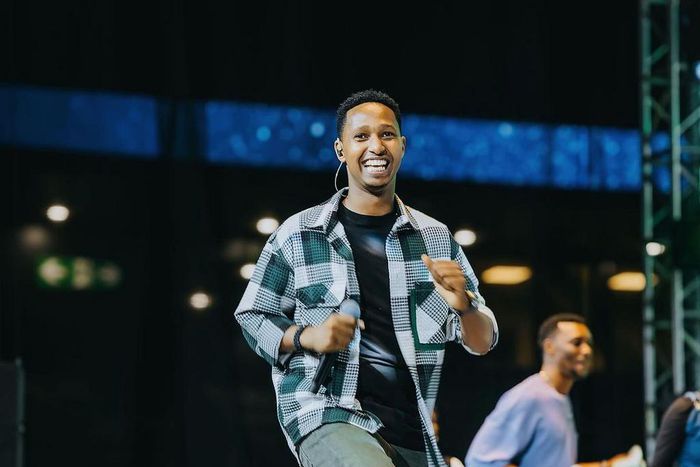 Rwandan musician Israel Mbonyi on stage at the 2nd edition of the Icyambu Live Concert