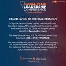 Global Peace Leadership Conference cancels Ruto's opening ceremony