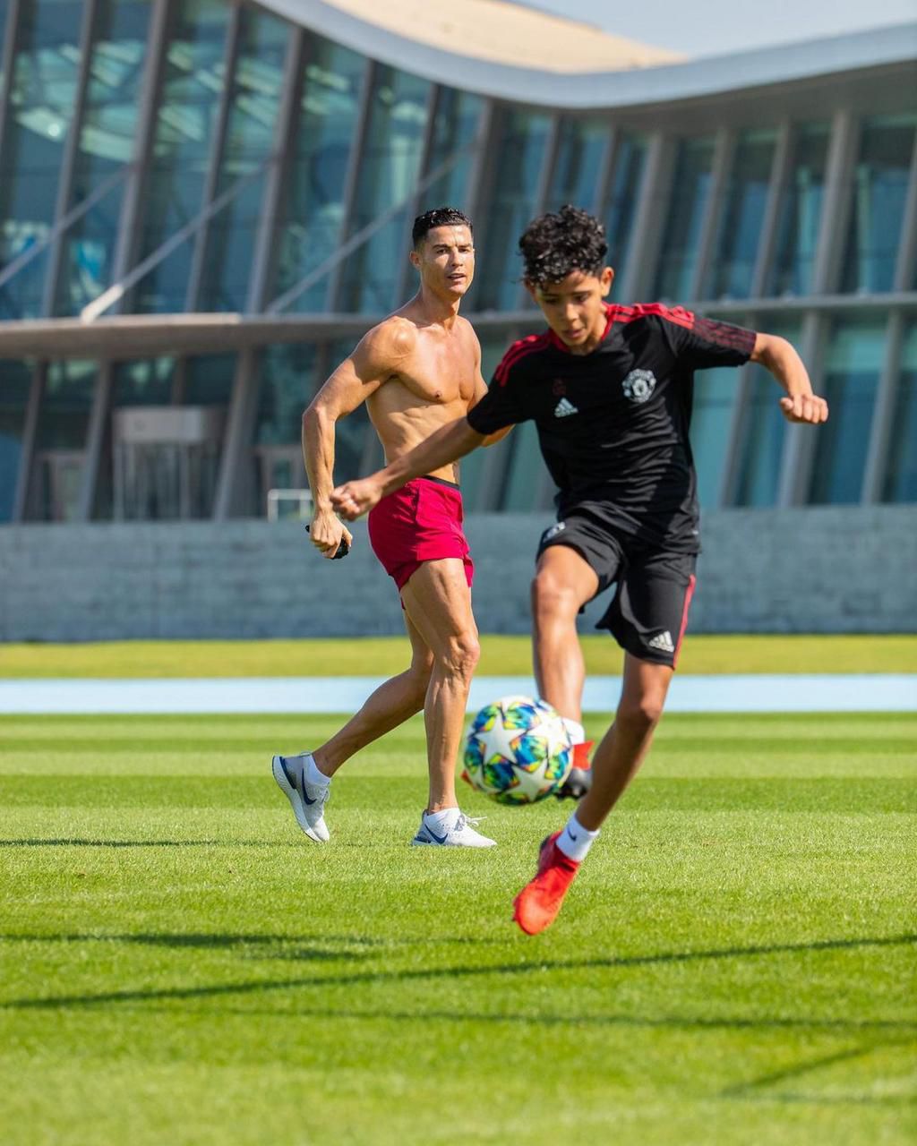 Cristiano Jr training with his father Cristiano Ronaldo