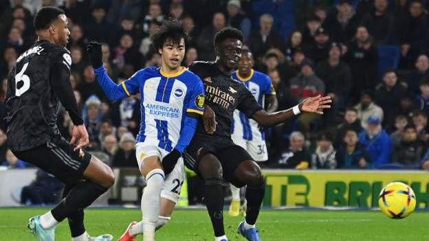Kaoru Mitoma scoring for Brighton against Arsenal