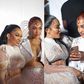A collage image of Tanasha Donna and Zari Hassan during Zari's All-White paty in Kampala