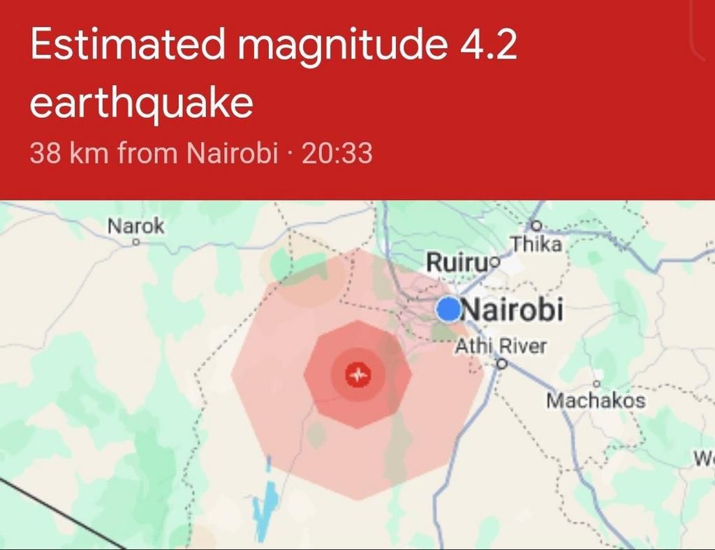 Parts of Nairobi experience an earthquake with a magnitude of 4.2