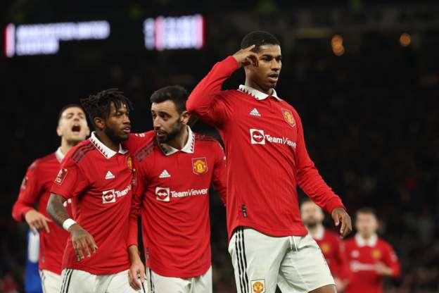 Marcus Rashford after scoring for Manchester United
