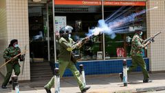 File image of police responding to protests by the opposition in March 2023