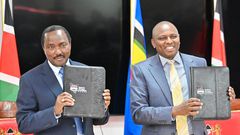 National Dialogue Committee (NADCO) leaders Kalonzo Musyoka of the Azimio Coalition and Kimani Ichung'wah of the Kenya Kwanza Coalition