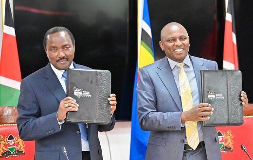 National Dialogue Committee (NADCO) leaders Kalonzo Musyoka of the Azimio Coalition and Kimani Ichung'wah of the Kenya Kwanza Coalition