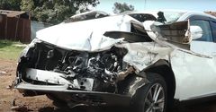 Car involved in an accident along the Nairobi-Nakuru Highway