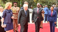 Kenyan President William Ruto and  Italian President Sergio Mattarella at State House on March 14