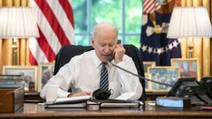 U.S. President Joe Biden in his office at the White House