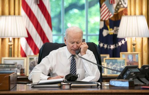 U.S. President Joe Biden in his office at the White House