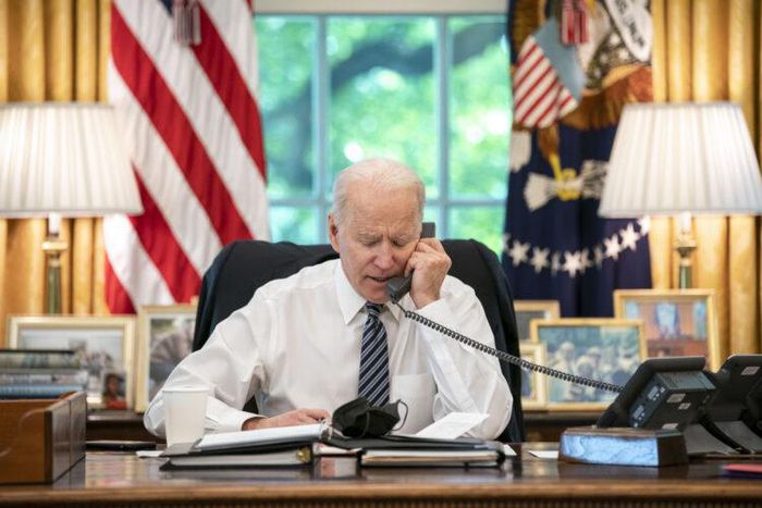 U.S. President Joe Biden in his office at the White House