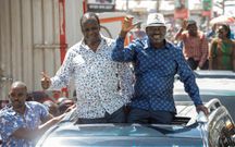Raila Odinga and former Kakamega governor Wycliffe Oparanya making their way to Kamukunji grounds on Wednesday, December 7 where the Azimio party leader announced that he would hold a parallel Jamhuri day event at Jacaranda grounds