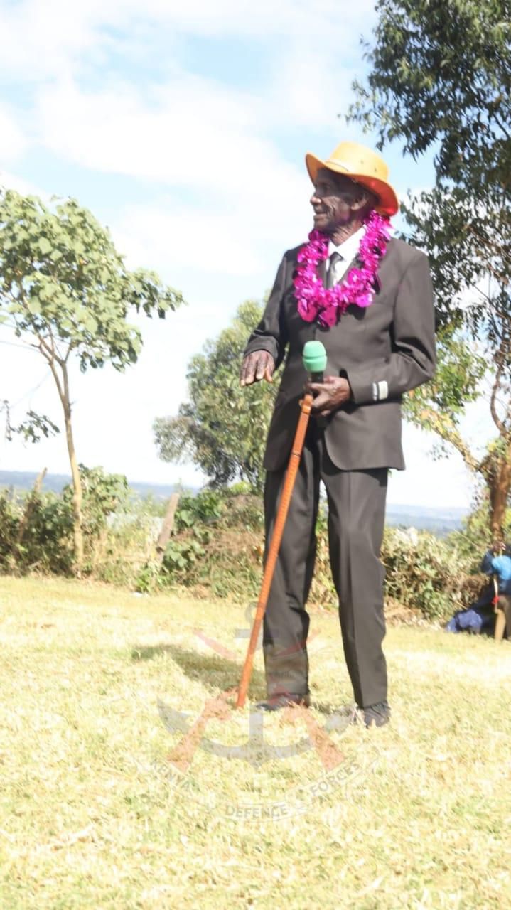 KDF officers visited Lieutenant Colonel (Rtd) Joshua Korigo Barno, the 1st Kenyan to head a military unit