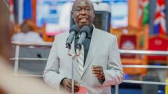 Deputy President Rigathi Gachagua speaking in Ruiru on Friday, June 21 in the presence of Wiper Leader Kalonzo Musyoka and DAP-K leader Eugene Wamalwa.