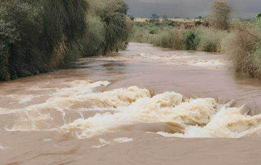A photo of a swollen river